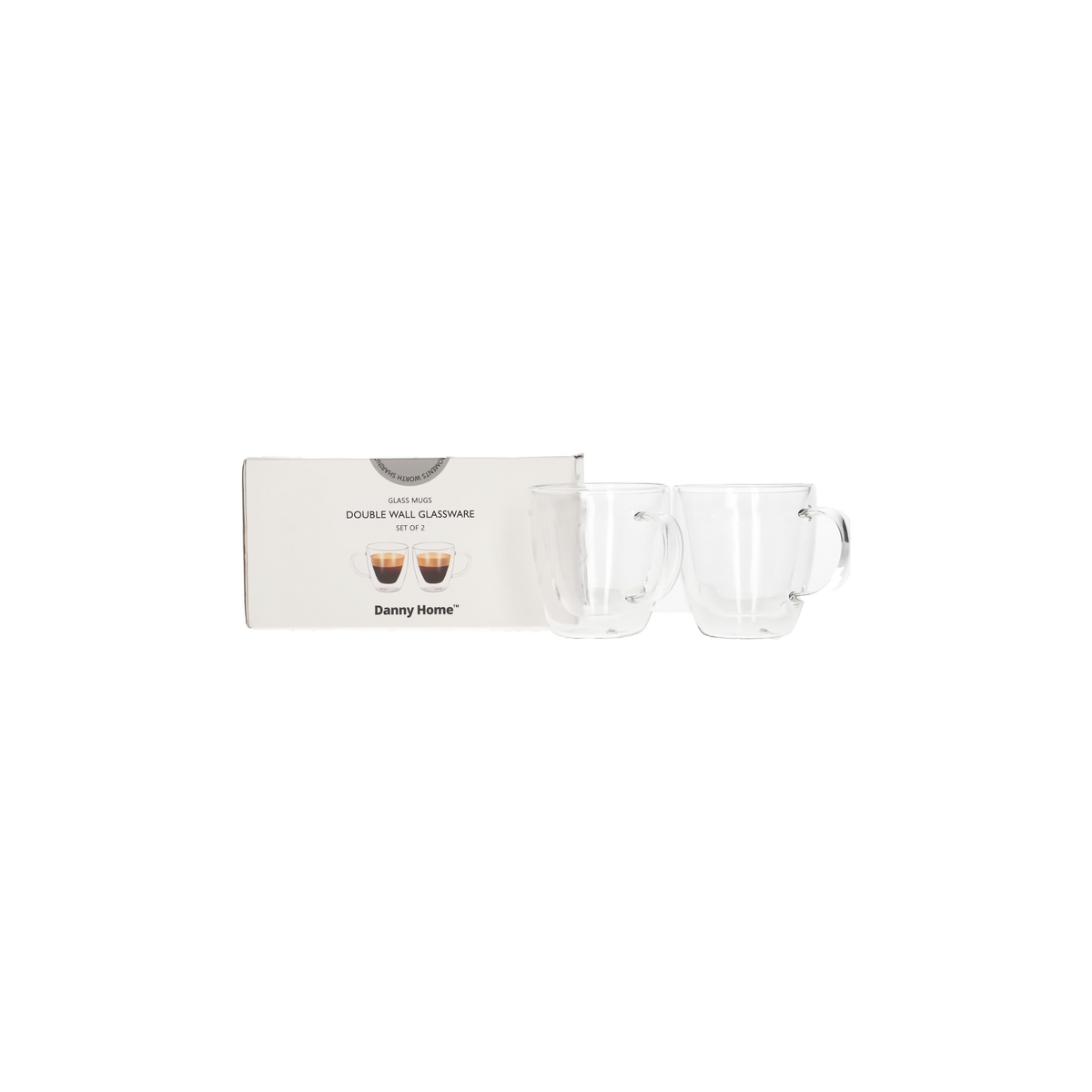 Set 2 tazas de vidrio doble pared 80 ml